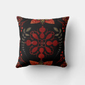 独自の北欧の赤と金ゴールドの雪の結晶を作成 クッション (裏面)