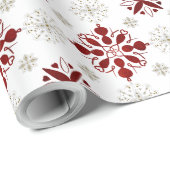 独自の北欧の赤と金ゴールドの雪の結晶を作成 ラッピングペーパー (ロールコーナー)