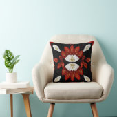 独自の北欧の赤と金ゴールドフォークアートの花を作成 クッション (椅子)