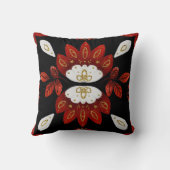 独自の北欧の赤と金ゴールドフォークアートの花を作成 クッション (裏面)