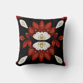 独自の北欧の赤と金ゴールドフォークアートの花を作成 クッション