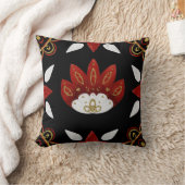 独自の北欧の赤と金ゴールドフォークアートフラワーを作成 クッション (ブランケット)