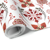 独自の北欧の赤と金ゴールドモチーフを作成 ラッピングペーパー (ロールコーナー)