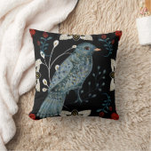 独自の北欧の青い鳥と雪のかけらを作成 クッション (ブランケット)