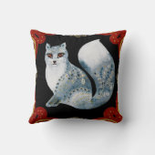 独自の北欧ブルーキツネ&スノーフレークを作成 クッション (裏面)