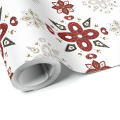 独自の北欧レッドフローラモチーフの作成 ラッピングペーパー (ロールコーナー)
