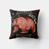 独自の北欧レッドベアとスノーフレークを作成 クッション (裏面)