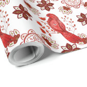 独自の北欧レッド（鳥）ショウジョウコウカンチョウの作成 ラッピングペーパー (ロールコーナー)
