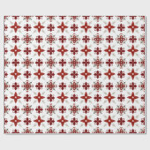 独自の北欧赤白フローラモチーフを作成 ラッピングペーパー (フラット)