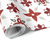 独自の北欧赤白フローラモチーフを作成 ラッピングペーパー (ロールコーナー)