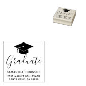 独自の卒業キャップ差出人住所木材を作成 ラバースタンプ (押印)