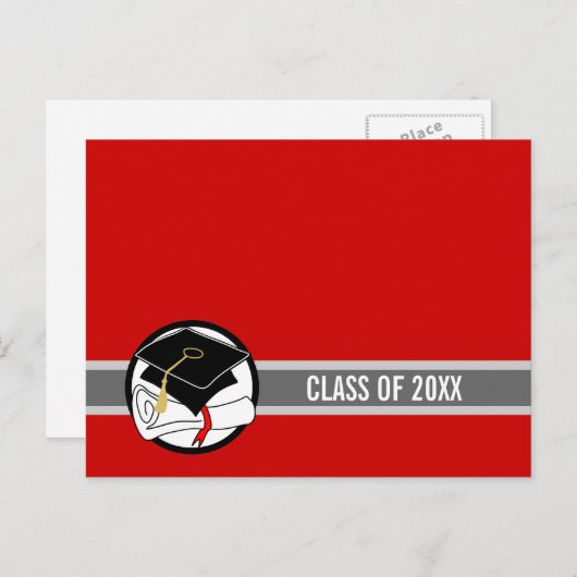 独自の卒業ポストカードを作成するディプロマレッド1 案内ポストカード (正面/裏面)