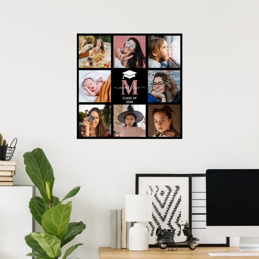 独自の卒業モノグラムのフォトコラージュを作成 ポスター (ホームオフィス)