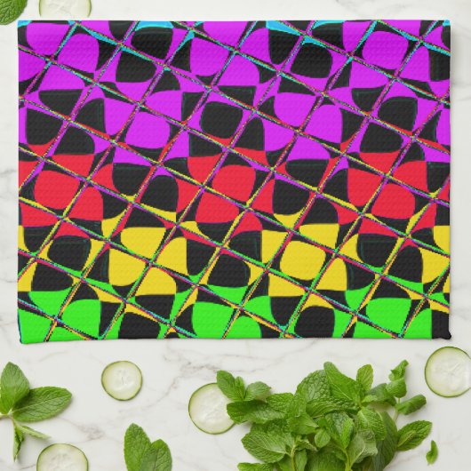 独自の可愛いタイルカラフルを作成かわいらしデザイン キッチンタオル (折り畳み)