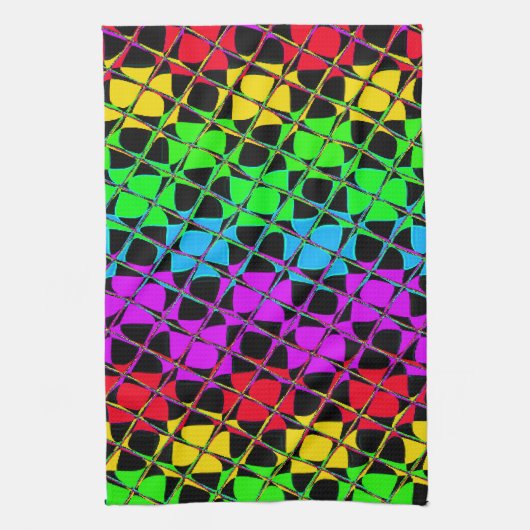 独自の可愛いタイルカラフルを作成かわいらしデザイン キッチンタオル (縦)