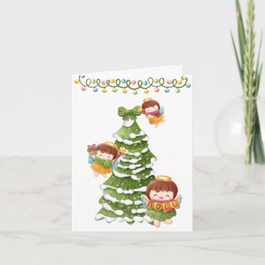 独自の可愛い天使のクリスマスを作成 シーズンカード (正面)