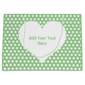 独自の可愛い緑の白い水玉模様誕生日 ラージペーパーバッグ (正面)