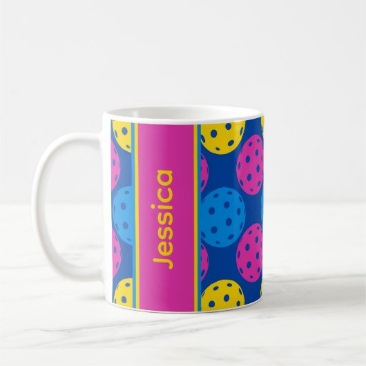 独自の名前でSip & Smash pickleball コーヒーマグカップ (左)