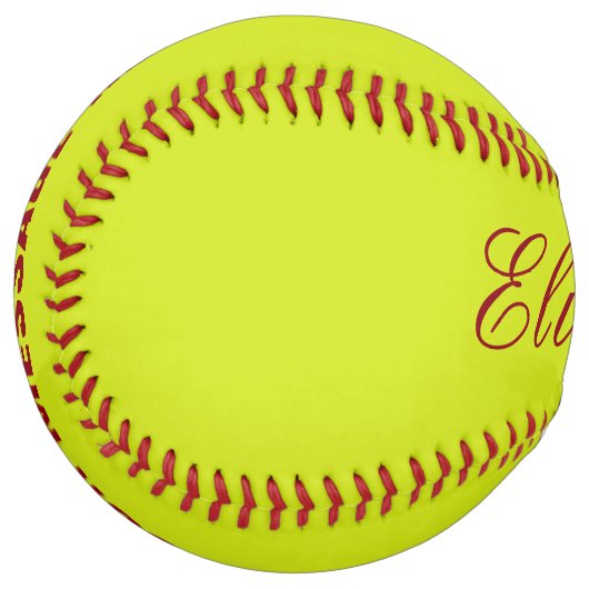 独自の名前のモノグラムメッセージを作成する ソフトボール (正面左)