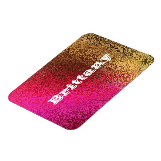 独自の名前の色合いピンク&金ゴールドプレミアムマグネット マグネット (左側)