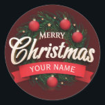 独自の名前をカスタムするを作成するMerry Christmas ラウンドシール<br><div class="desc">独自の名前をカスタムするを作成するメリークリスマスクラシッククリスマスラウンドステッカー</div>