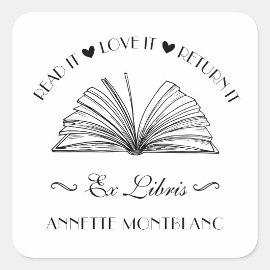 独自の名前をカスタムするを作成Ex Libris蔵書票 スクエアシール (正面)