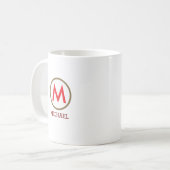 独自の名前を作成Monogram Red コーヒーマグカップ (正面左)