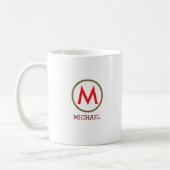 独自の名前を作成Monogram Red コーヒーマグカップ (左)
