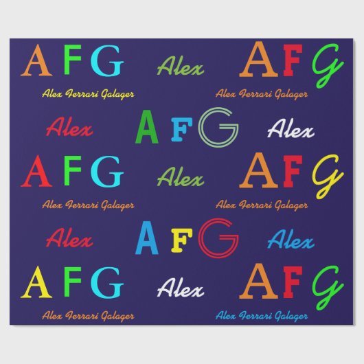 独自の名前パターパーソナライズされたンを作成する ラッピングペーパー (フラット)