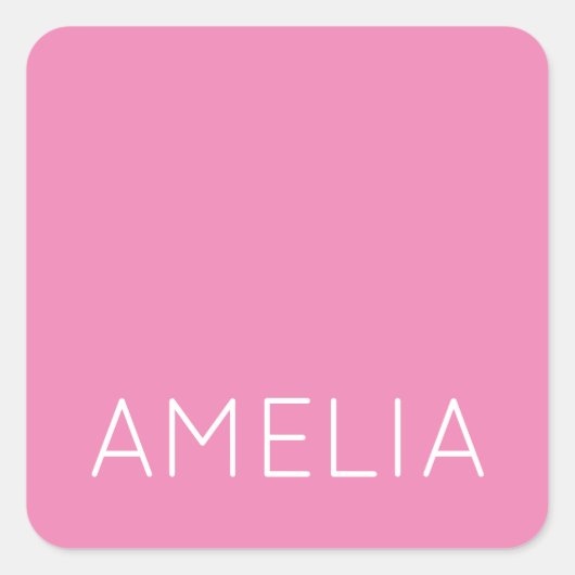 独自の名前ミニマモダンリストプロフェッショナルプレーンピンク スクエアシール (正面)