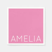 独自の名前ミニマモダンリストプロフェッショナルプレーンピンク スタンダードカクテルナプキン (正面)