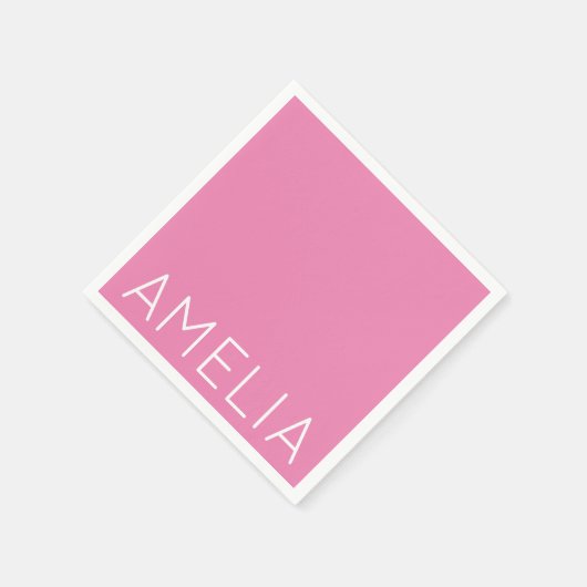 独自の名前ミニマモダンリストプロフェッショナルプレーンピンク スタンダードカクテルナプキン (角)