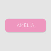 独自の名前ミニマモダンリストプロフェッショナルプレーンピンク 名札 (正面)