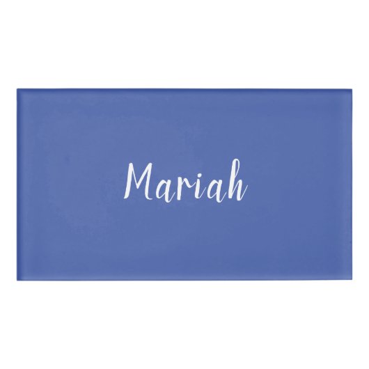 独自の名前ミニマリスト平書スクリプトブルー 名札 (正面)