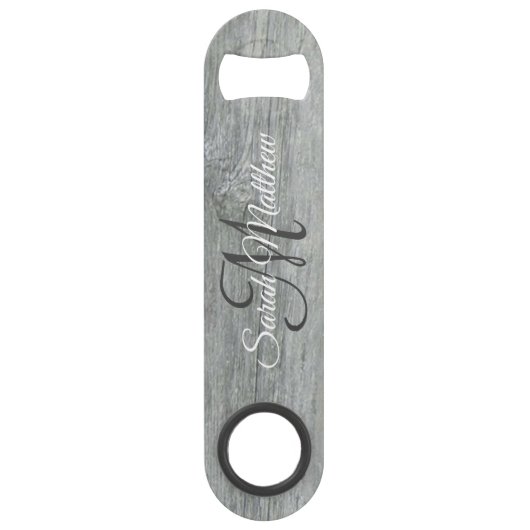 独自の国の作成素朴モノグラムのボトル スピード栓抜き (正面)