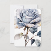 独自の埃っぽい青いヴィンテージ水カラーバラの作成 出欠カード (裏面)