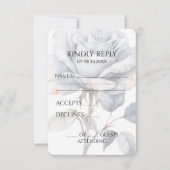 独自の埃っぽい青いヴィンテージ水カラーバラの作成 出欠カード (正面)