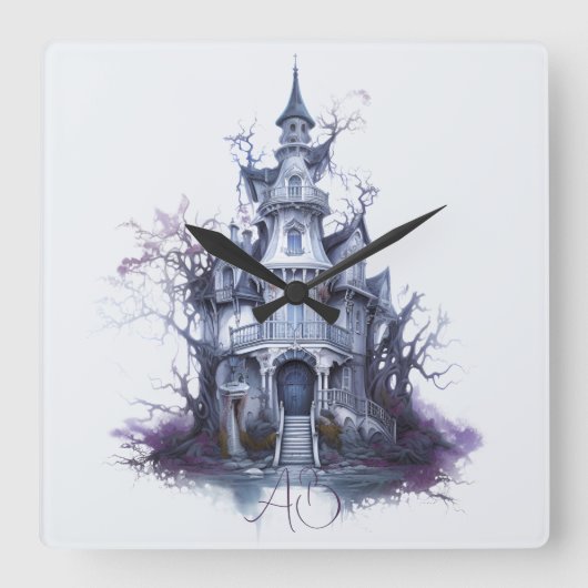 独自の城を作幽霊のよく出る成 スクエア壁時計 (正面)