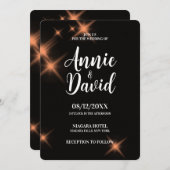 独自の大きなオレンジ色のスパークルの結婚作成 招待状 (正面/裏面)