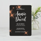 独自の大きなオレンジ色のスパークルの結婚作成 招待状 (スタンド正面)