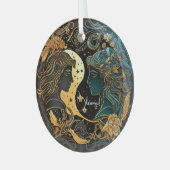 独自の天体ジェミニ〔占星術の〕十二宮図の作成 ガラスオーナメント (正面左)