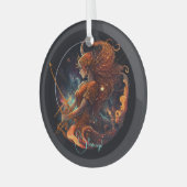 独自の天体射手座〔占星術の〕十二宮図の作成 ガラスオーナメント (正面左)