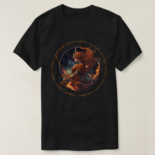 独自の天体射手座〔占星術の〕十二宮図の作成 Tシャツ (デザイン正面)