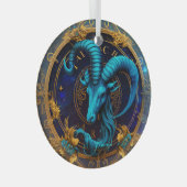 独自の天体山羊座〔占星術の〕十二宮図の作成 ガラスオーナメント (正面右)