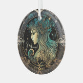 独自の天体《星座》乙女座〔占星術の〕十二宮図の作成 ガラスオーナメント (正面左)