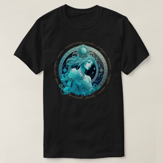 独自の天空のアクエリアス〔占星術の〕十二宮図を作成 Tシャツ (デザイン正面)