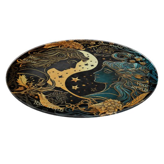 独自の天空のジェミニのガラス祭壇ボードを作成する カッティングボード (角)