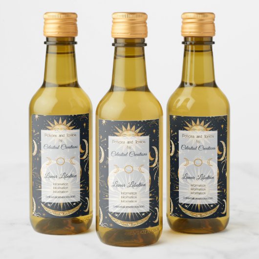 独自の天空華美の青と金ゴールドを作成 ワインラベル (ボトル)