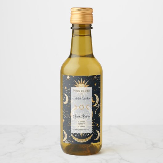 独自の天空華美の青と金ゴールドを作成 ワインラベル (正面)