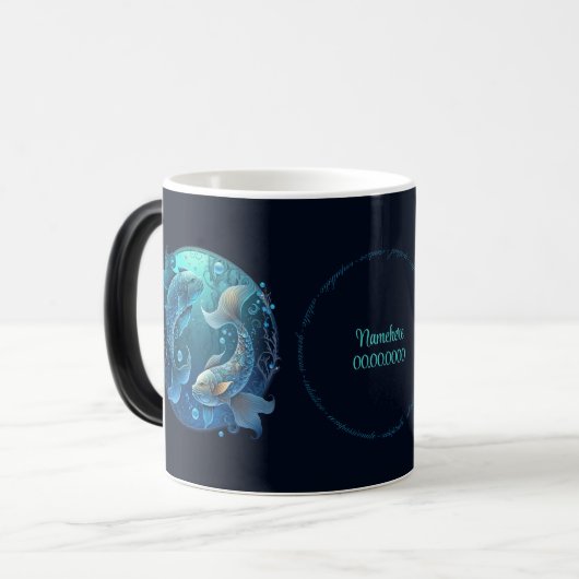 独自の天魚座を作成〔占星術の〕十二宮図 モーフィングマグカップ (正面左)